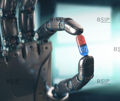 Robotic hand holding capsule with DNA